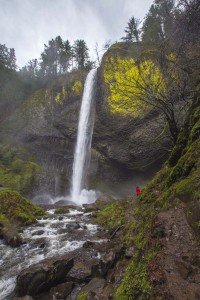 Meghan Drummond explores the base of Latourell Falls along the Historic Columbia River Gorge Highway in Oregon.